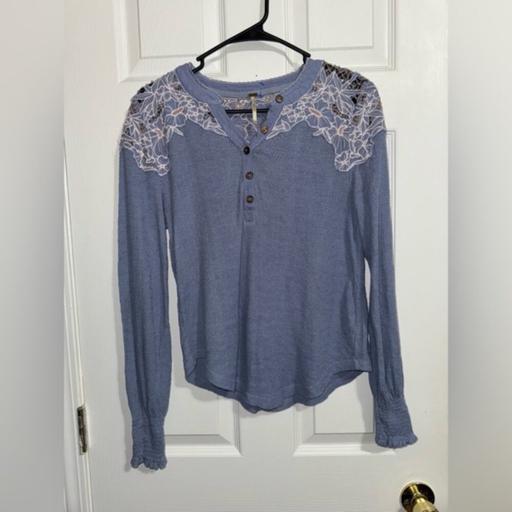 Blue Lace Detail Top by Free People